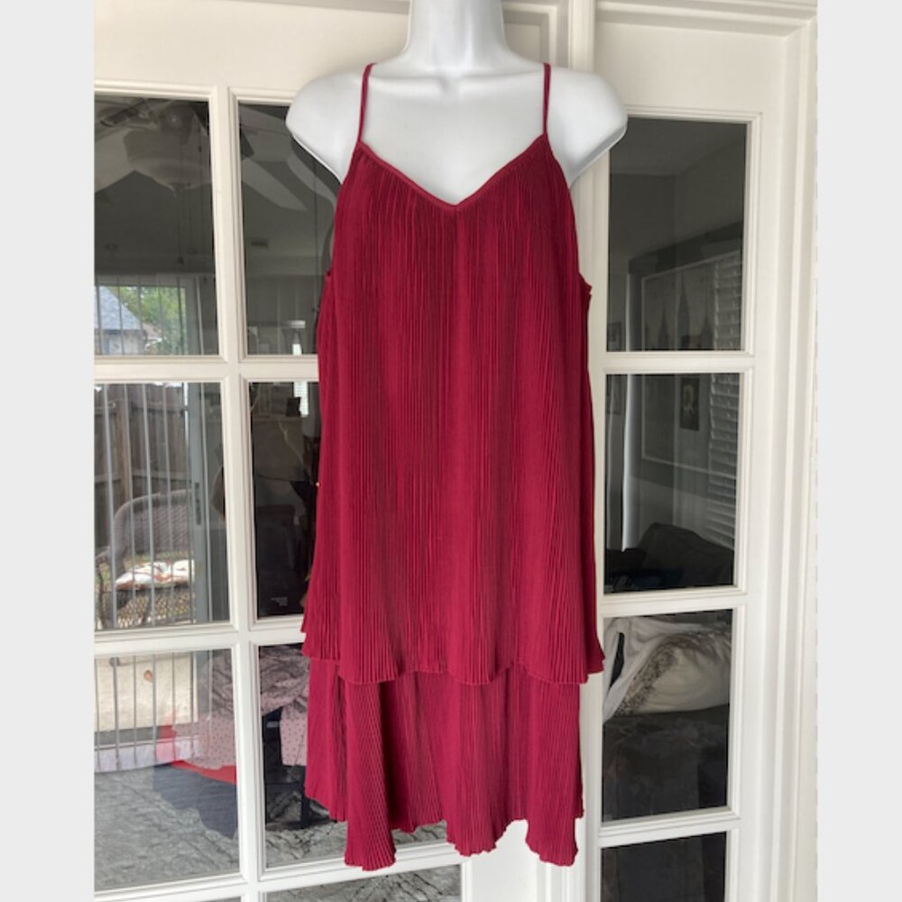 VENUS Burgundy Red Slip Strap Layered Dress  Medium